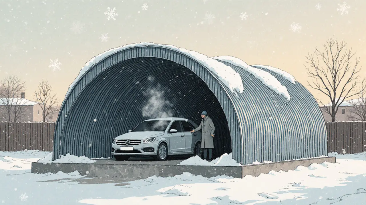 Гараж-ракушка: плюсы и минусы металлического бокса для автомобиля