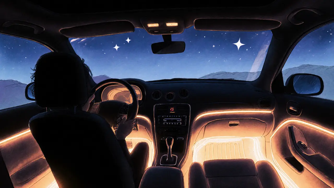 Подсветка салона автомобиля: как правильно установить светодиодные ленты и подключить питание