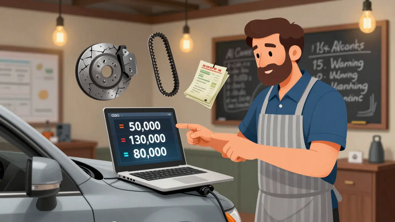 Механик объясняет расхождения в показаниях пробега через диагностический сканер.