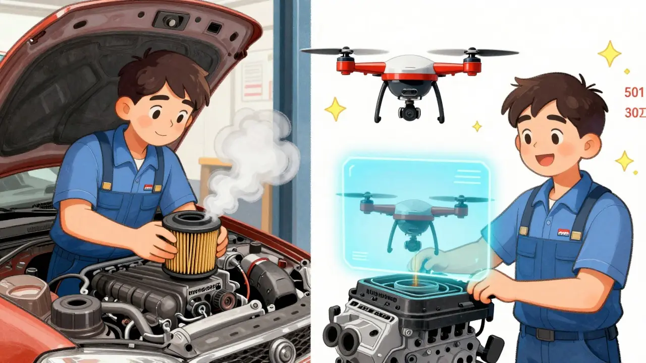 Сравнение: слева — неудачная замена детали, справа — идеальная установка с AR-помощью.