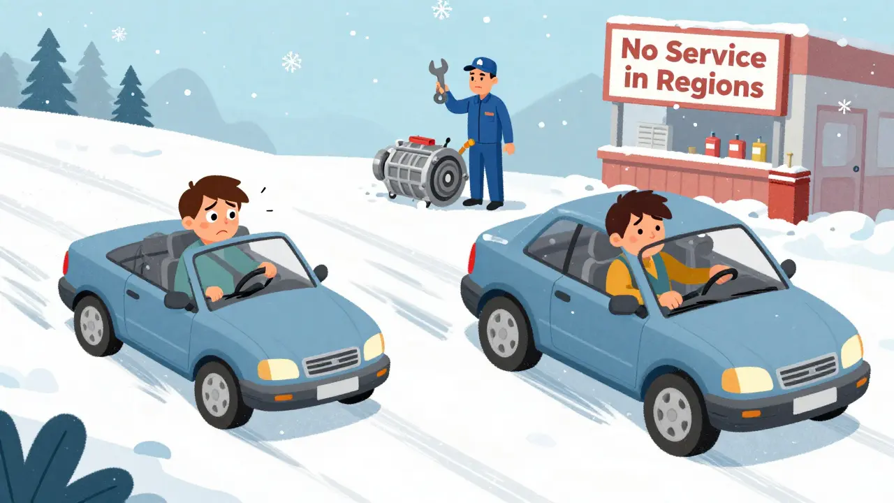 Новичок на автомате теряет контроль на склоне, в то время как механика помогает уверенно справляться со снегом.