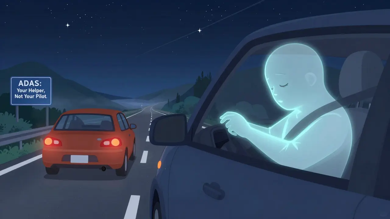 Автомобиль в темноте останавливается и трогается сам, а прозрачная рука напоминает водителю держать руль.