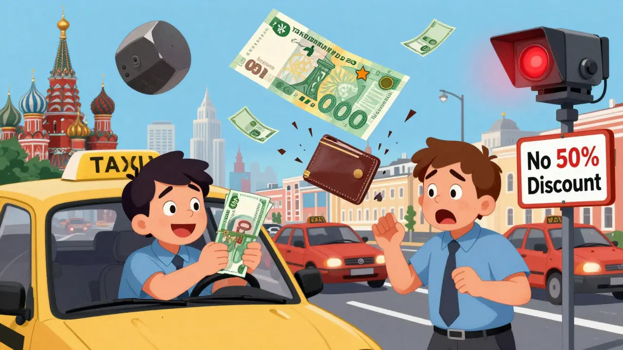 Таксист в Екатеринбурге смотрит, как на него падает штраф 7500 рублей.