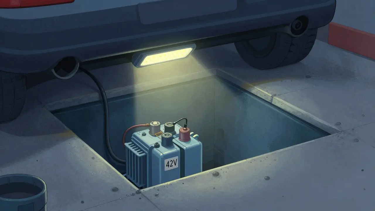 Безопасное освещение смотровой ямы через понижающий трансформатор