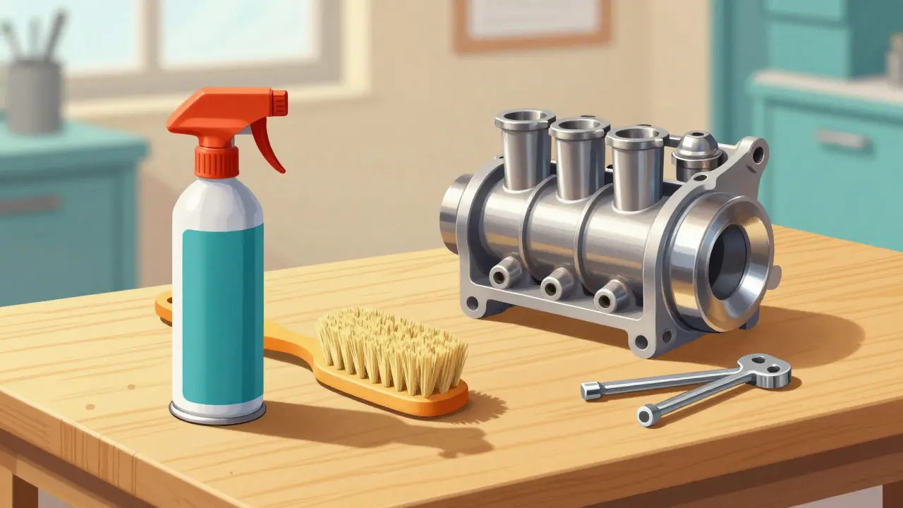 Набор инструментов для чистки дроссельной заслонки на столе мастера