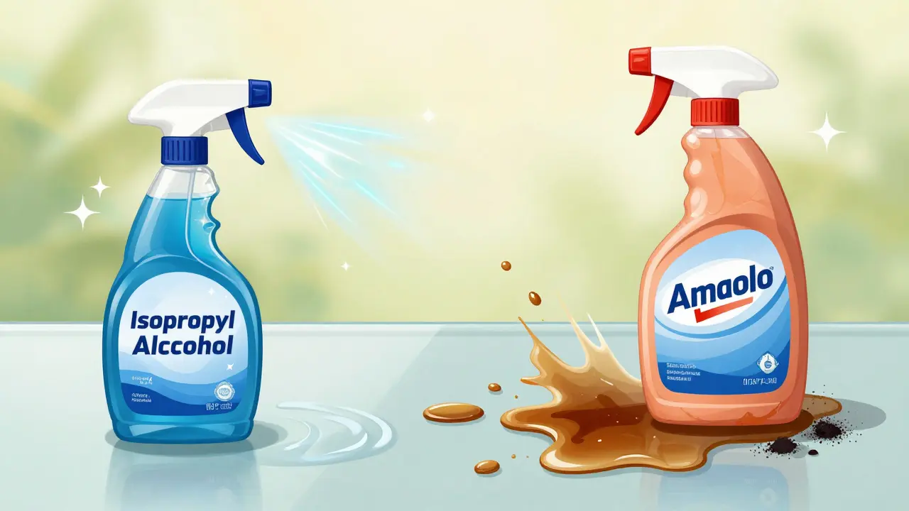 Сравнение действия спиртового и аммиачного средств для чистки стекла