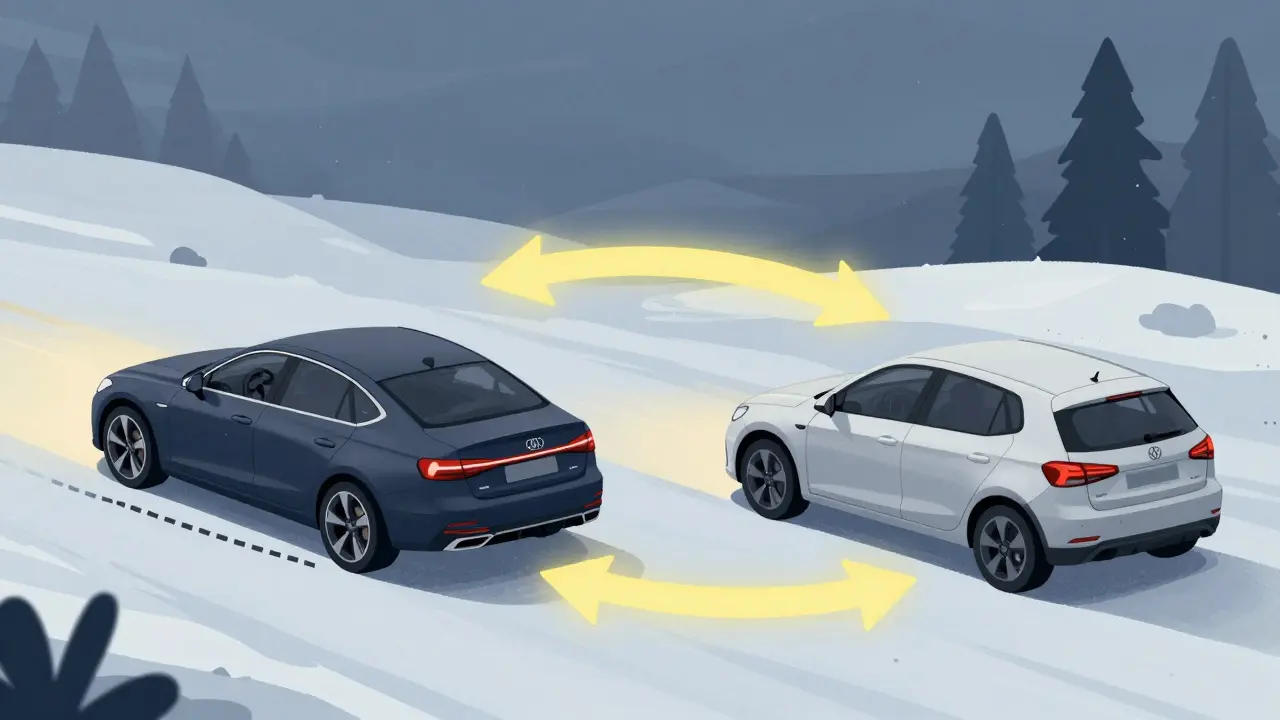 Сравнение процесса выхода из заноса для переднего и заднего привода