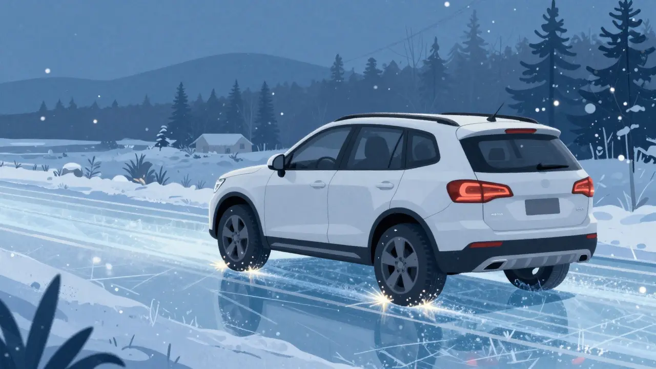 Зимний тест шипованных шин для кроссоверов: торможение и разгон на льду